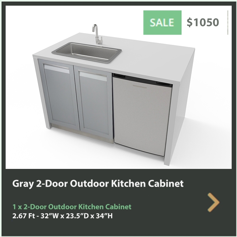 1050 4 Life Outdoor Gray Stainless Steel Outdoor Kitchen 2-Door Cabinet