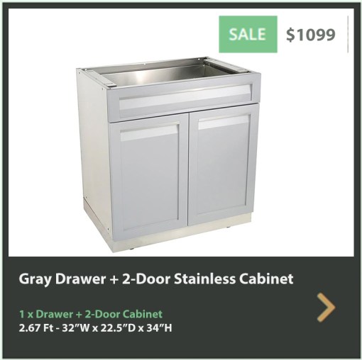 1099 4 Life Outdoor Gray Stainless Steel Outdoor Kitchen Drawer Plus 2Door Cabinet