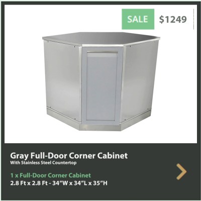 1249 4 Life Outdoor Gray Corner Stainless Steel Outdoor Kitchen Cabinet - G40005