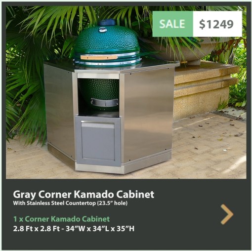 1249 4 Life Outdoor Gray Stainless Steel Kamado Cabinet Corner