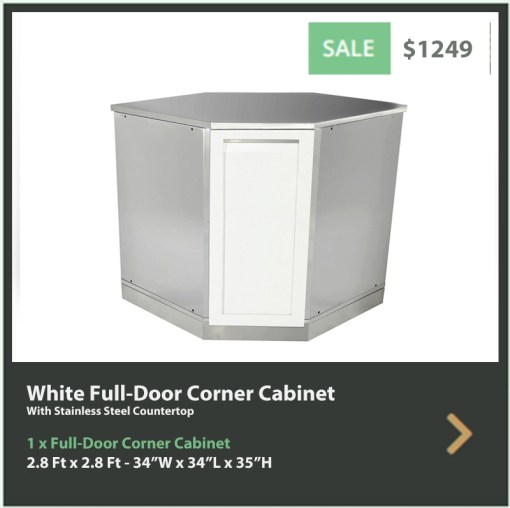 1249 4 Life Outdoor White Corner Stainless Steel Outdoor Kitchen Cabinet - G40005