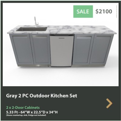 2100 4 Life Outdoor Gray Stainless Steel 2 PC Outdoor Kitchen 2 x 2-Door Cabinet