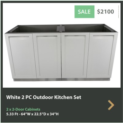 2100 4 Life Outdoor White Stainless Steel 2 PC Outdoor Kitchen 2 x 2-Door Cabinet