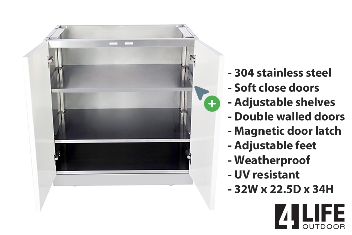 Gray BBQ Grill Stainless Steel Outdoor Kitchen Cabinet – G40004