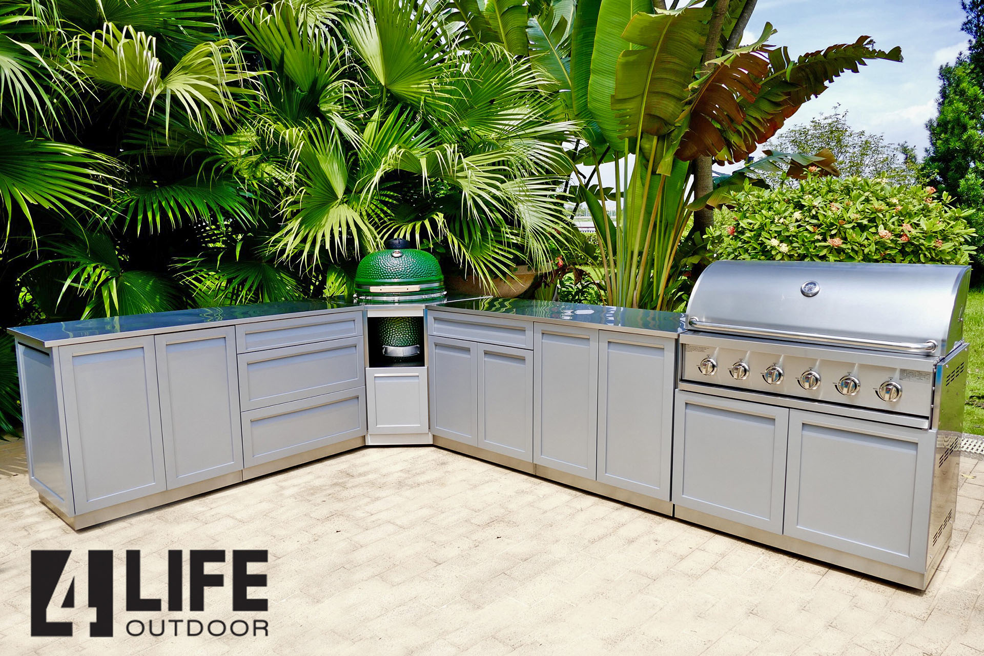 gray stainless steel outdoor kitchen cabinets
