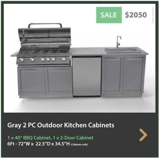 2050 4 Life Outdoor Gray Stainless Steel 2 PC Outdoor Kitchen 1 x 2-Door 1 x 40 Inch BBQ Cabinet