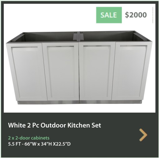 2000 4 Life Outdoor White Stainless Steel 2 PC Outdoor Kitchen 2 x 2-Door Cabinet