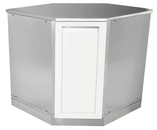 W4005 - White Stainless steel Full Door Corner Cabinet web