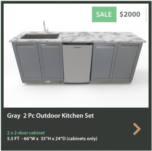 2000 4 Life Outdoor Gray Stainless Steel 2 PC Outdoor Kitchen 2 x 2-Door Cabinet