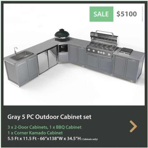 5100 4 Life Outdoor Product Image 5 PC Set Grey Stainless Steel Cabinets 3x2 Door Cabinet 1xkamadocabinet 1 x 40inch BBQ cabinet