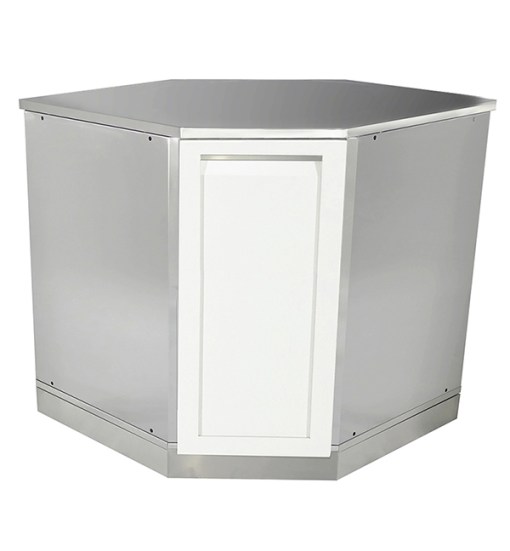 W4005 - White Stainless steel Corner Cabinet 600
