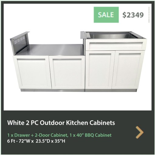 2349 4 Life Outdoor White Stainless Steel 2 PC Outdoor Kitchen 1 x Drawer + 2-Door Cabinet 1 x BBQ cabinet