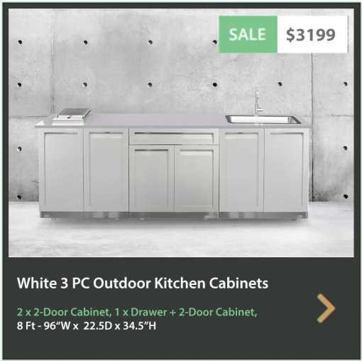 3199 4 Life Outdoor Product Image white 3 PC Outdoor Kitchen 2x2 Door 1xDrawer Plus 2-door
