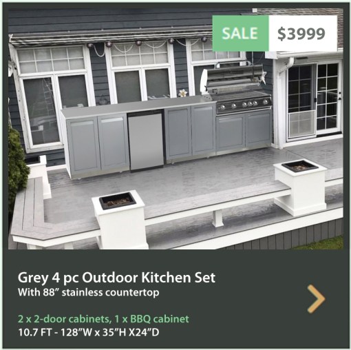 3999 4 Life Outdoor Product Image 4PC Outdoor kitchen 2x2 door 1xBBQ Cabinet 88-inch top