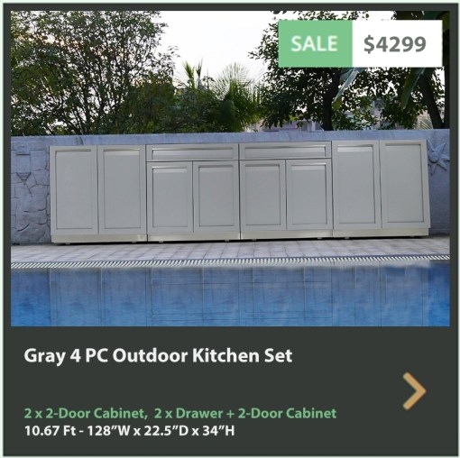 4299 4 Life Outdoor Product Image 4 PC Outdoor kitchen Gray 2x2-Door Cabinet 2 x Drawer+2-Door Cabinet