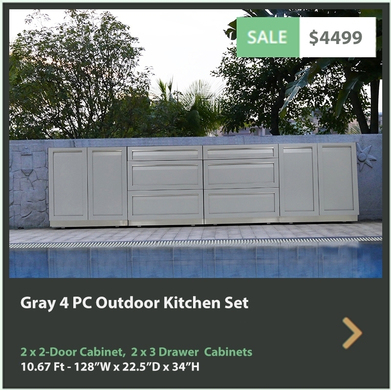 4499 4 Life Outdoor Product Image 4 PC Outdoor kitchen Gray 2x2-Door Cabinet 2 x 3 Drawer Cabinets