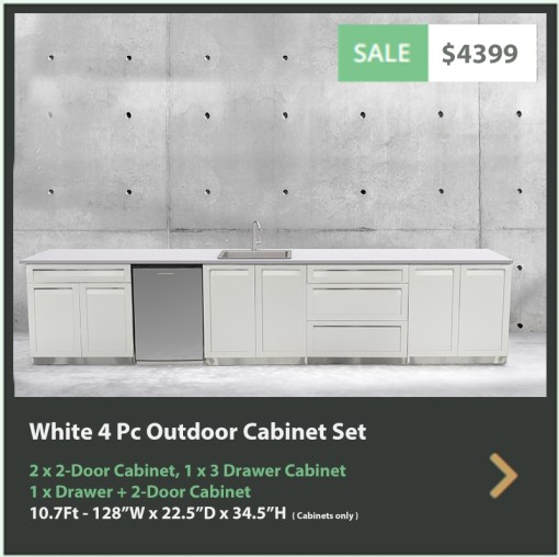 4399 4 Life Outdoor Product Image 4 PC Outdoor kitchen White 2x2-Door Cabinets 1 x 3 Drawer Cabinets 1 x Drawer + 2-door cabinet