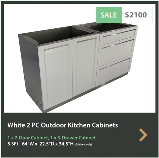 2100 4 Life Outdoor White Stainless Steel 2 PC Outdoor Kitchen 1 x 2-Door 1 x 3 Drawer Cabinet