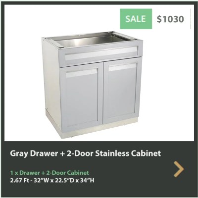 1030 4 Life Outdoor Gray Stainless Steel Outdoor Kitchen Drawer Plus 2Door Cabinet web