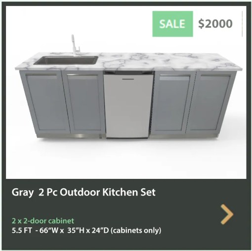 2000 4 Life Outdoor Gray Stainless Steel 2 PC Outdoor Kitchen 2 x 2-Door Cabinet web