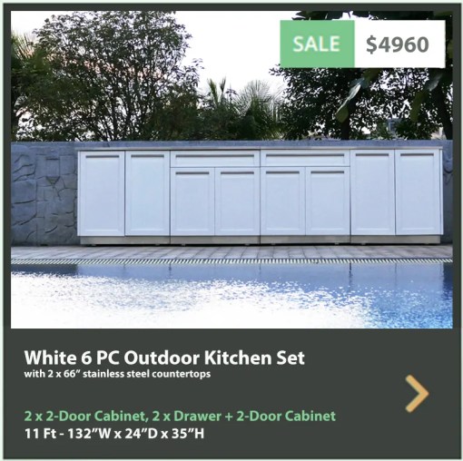4960 4 Life Outdoor Product Image 6 PC Outdoor kitchen White 2x2-Door Cabinet 2 x Drawer+2-Door Cabinet 2 x 66 Stainless Countertops web