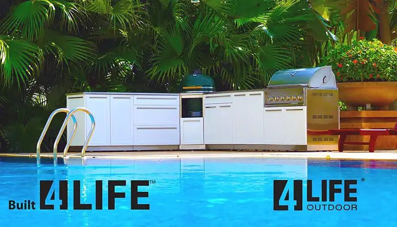 4 Life Outdoor Kitchen Cabinets white stainless cabinets by pool