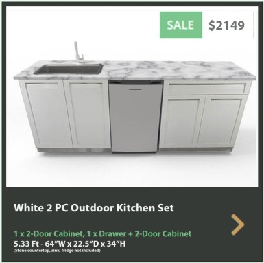 2149 4 Life Outdoor White Stainless Steel 2 PC Outdoor Kitchen 1 x 2-Door 1 x Drawer Plus 2-Door