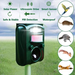 Abilly 2022 Solar Animal Repeller Ultrasonic Repellent Motion Detection LED Flashing Light